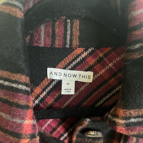 NWOT And Now This shirt jacket. Size XL. Deep red and black plaid. - Picture 2 of 6